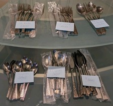 BISCAYNE Gorham Hammered Flatware Set 18/10 S...