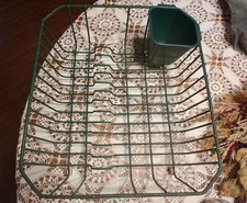 Rubbermaid vintage Dish Drainer green wire coated  utensil cup