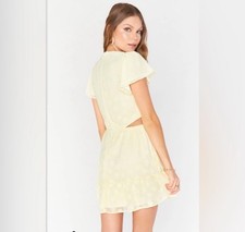 Show Me Your Mumu Merritt Mini Dress Yellow Floral Cutout Back Short Sleeves M