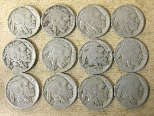 Twelve Early Date Mint Marked Buffalo Nickels