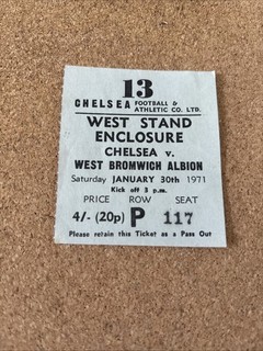 1970 71 Chelsea V West Bromwich Albion Ticket