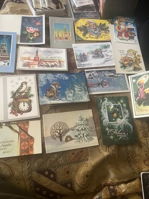 100+ Vintage UdSSR Neujahr Weihnachten Grußkarten Sowjet unbenutzt Konvolut NY1