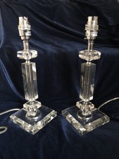 2 x Laura Ashley Table Side/Lamps Glass  Column Heavyweight Home Decor Ex Cond