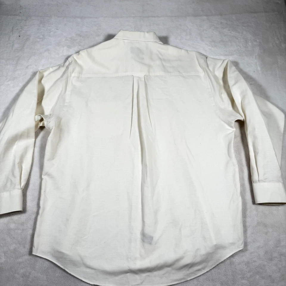 Club Room Mens XL Wrinkle Resistant Linen Blend Long Sleeve Button Down  Cream - Image 4 of 4