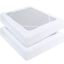 Box Spring Cover Full 2 Pack Elastic Fabric Wrap Around 4 Sides Bed Skirt Sleek