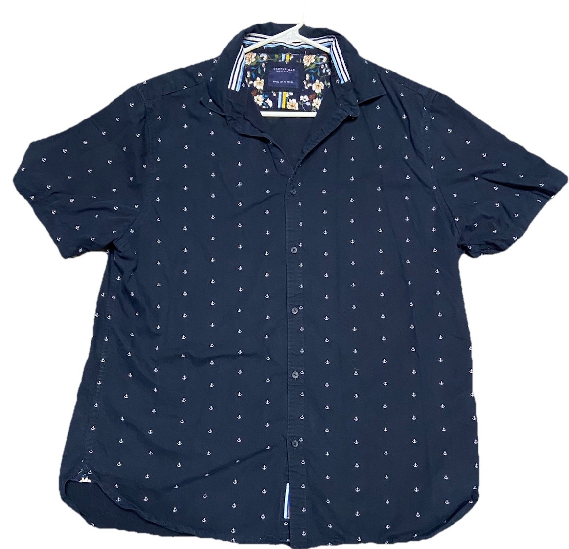 Ricky Singh Cactus Man Shirt Men's XL Blue Anchor All Over Print Button Down