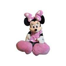 Disney Store Minnie Mouse Plush 27" Jumbo Pink Polka Dot Dress Bow Authentic