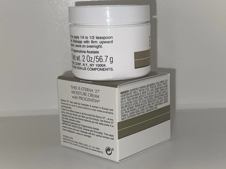 DISCONTINUED REVLON ETERNA ‘27’ MOISTURE CREAM WITH PROGENITIN - 2oz. JAR - RARE - Image 4 of 4