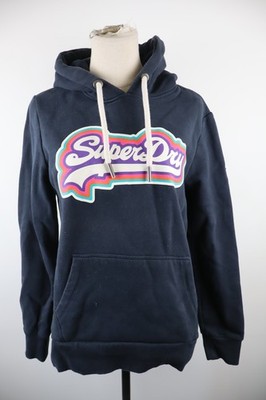 SUPERDRY Damenpullover Größe 40 Casual Vintage Sport Sweatshirt Mit Kapuze