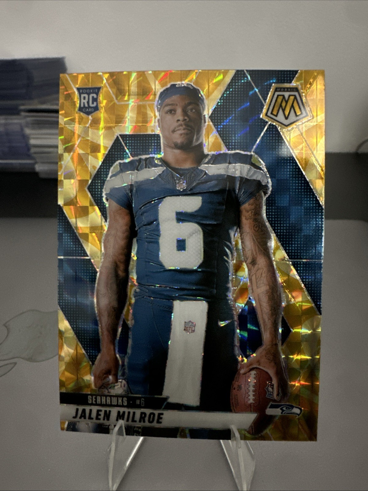 2025 Panini Mosaic Jalen Milroe (RC) #283 Variation Reactive Yellow Mosaic Prizm