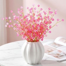 24 PCS Acrylic Crystal Flower Branches Clear Pink Bead Drop Picks Bouquet