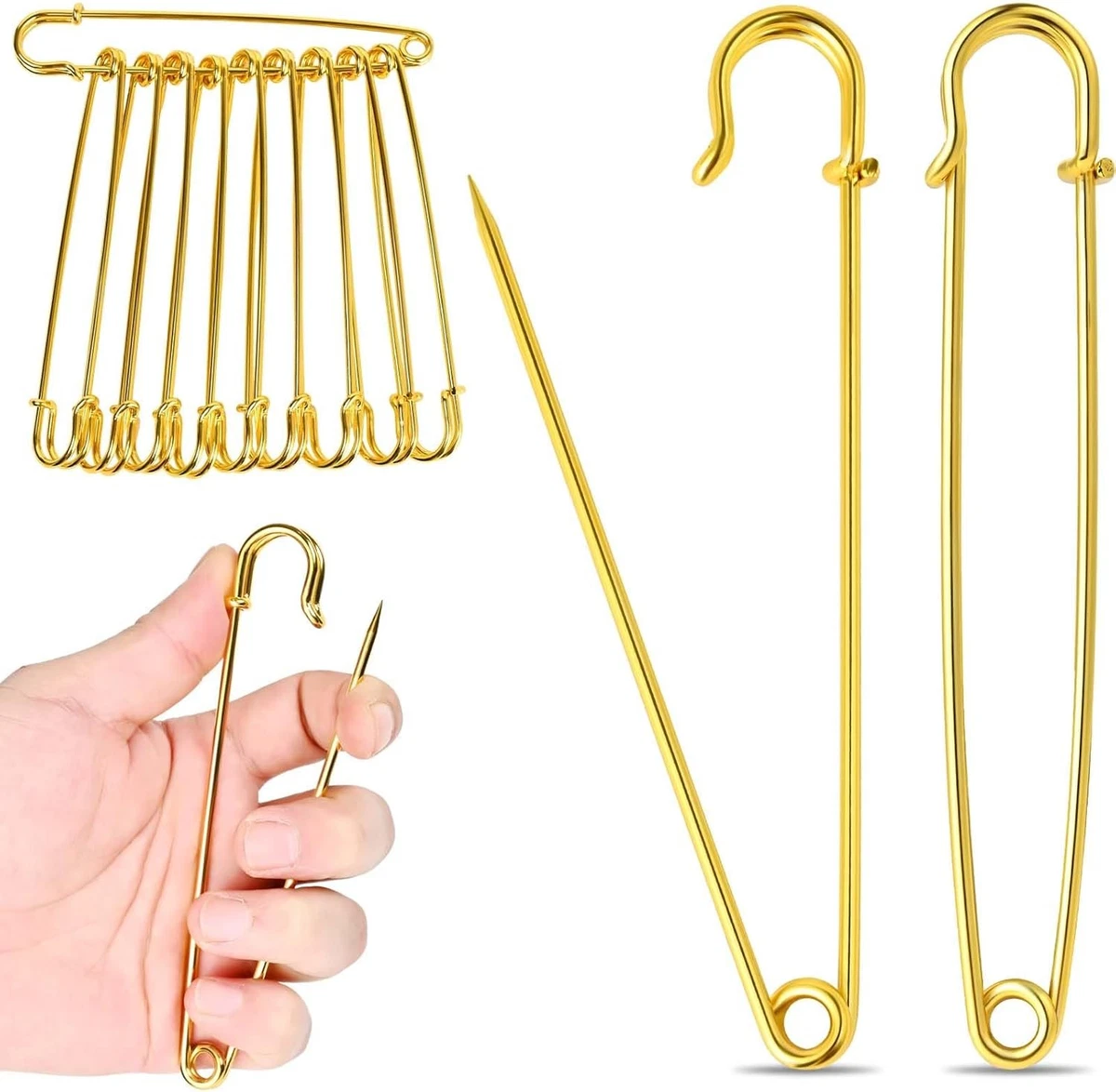 大型金色安全别针| eBay