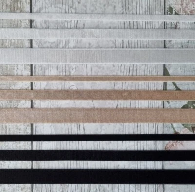 White, Beige, Black Plush Elastic 6 10 15mm Wide (Bra Straps Lingerie Underwear)