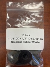 10 Pack Neoprene Rubber Washer 1-1/4" OD x 1/2" ID x 3/16" Thick