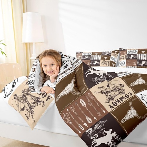 Twin Western Cowboy Comforter Set with Bull Skull & Arrow - 2-Piece Bedding - Picture 5 of 9