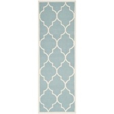 Safavieh Flat weave Wool Light Blue/ Ivory 2' 6 x 8' Runner
