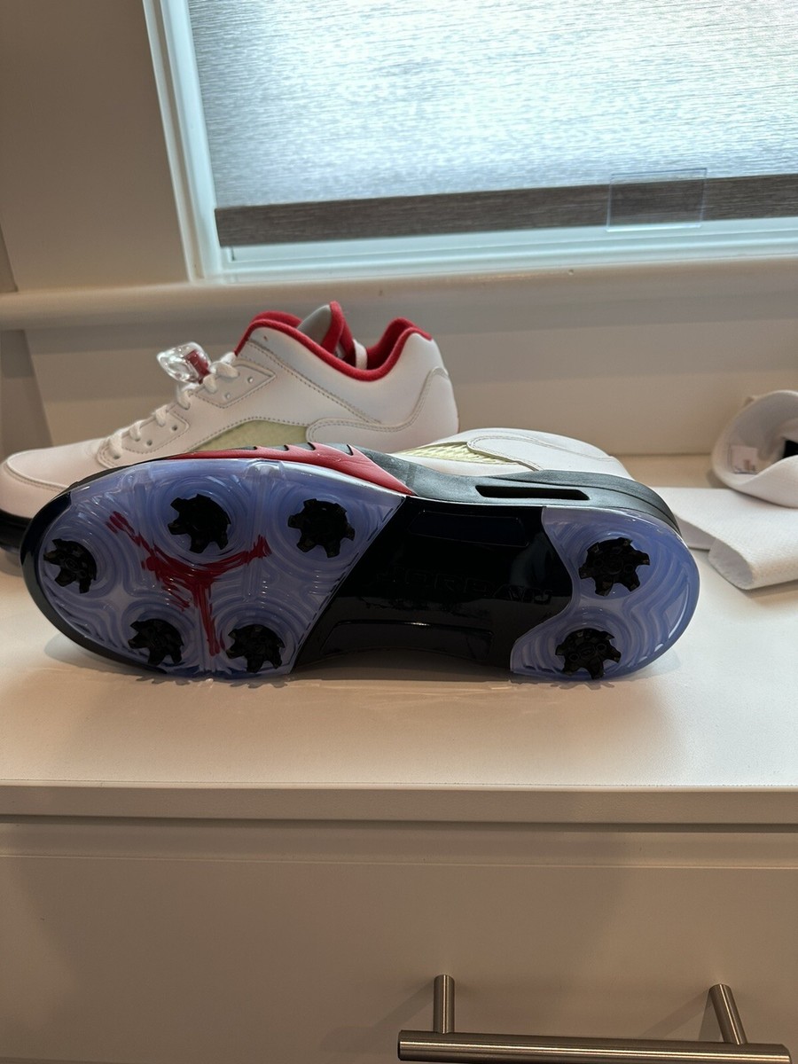 Size 13 - Air Jordan 5 Golf Low White Fire Red for sale