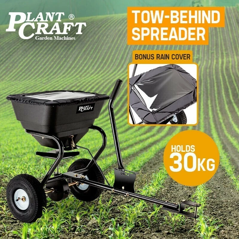 PLANTCRAFT Tow Behind Broadcast Spreader 30kg 26L Seed Fertiliser Tow