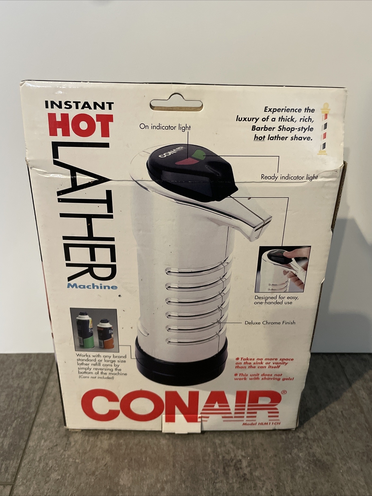 New Conair Instant Hot Lather Shaving Cream Machine Gold Model HLM11LCH