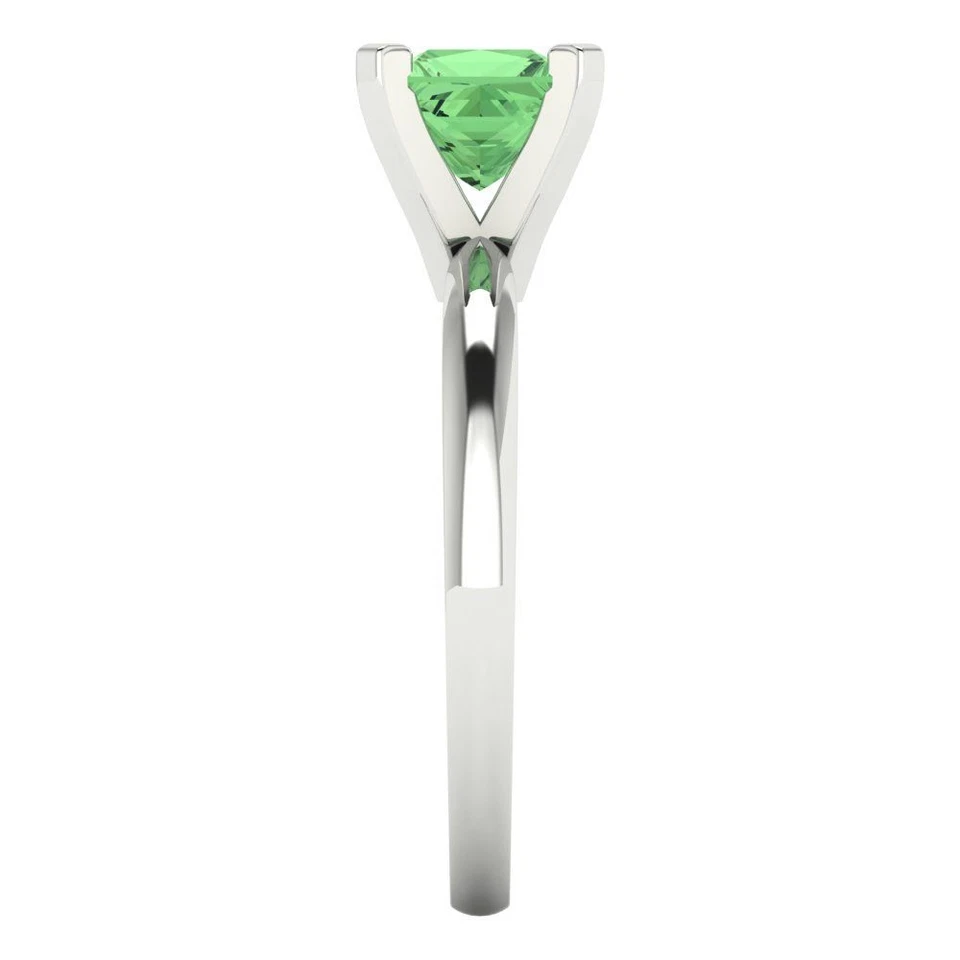 1 cttw Princess Green Cubic Zirconia Solitaire Engagement Ring (14K White Gold) - Image 3 of 4
