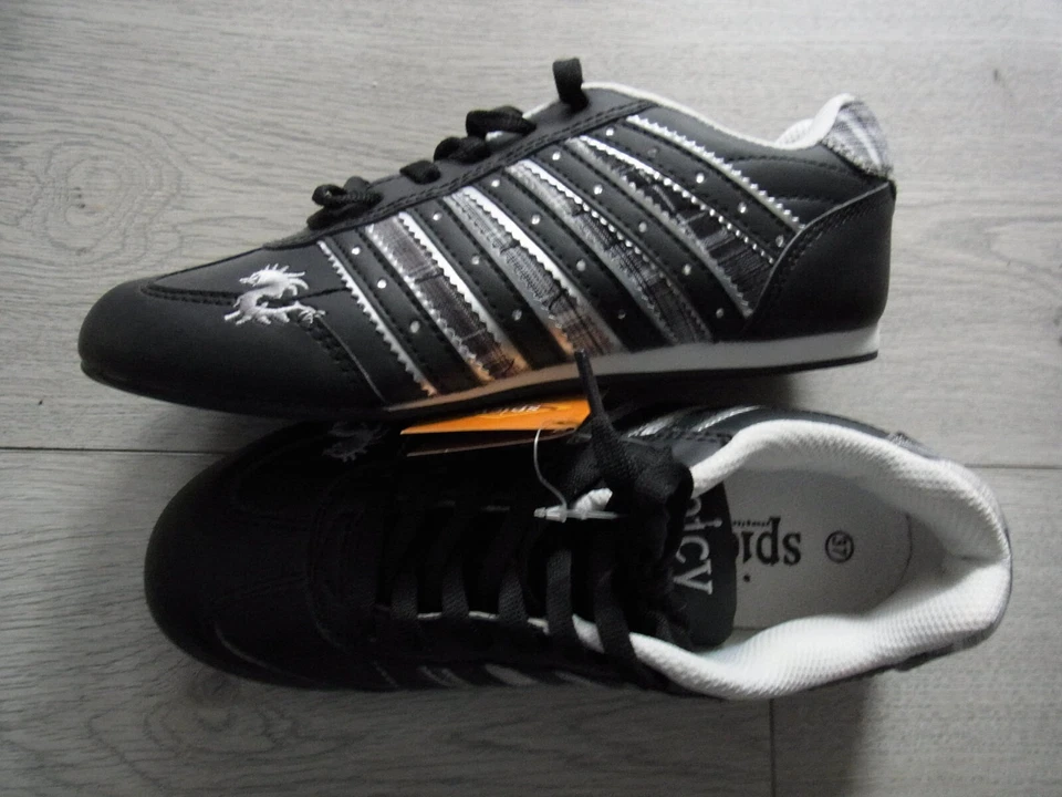 Sneaker Turnschuhe 37 NEU schwarz spicy mit Strasssteinen - Bild 3 von 3