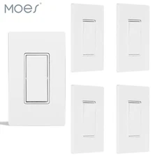 MOES 4/12 Pack Decorator Paddle Rocker Light Switch 15Amp 3 Way & Single Pole