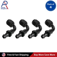 4PCS Universal 90 Degree Push Lock Hose End Fitting/Adaptor AN6 -6AN Black