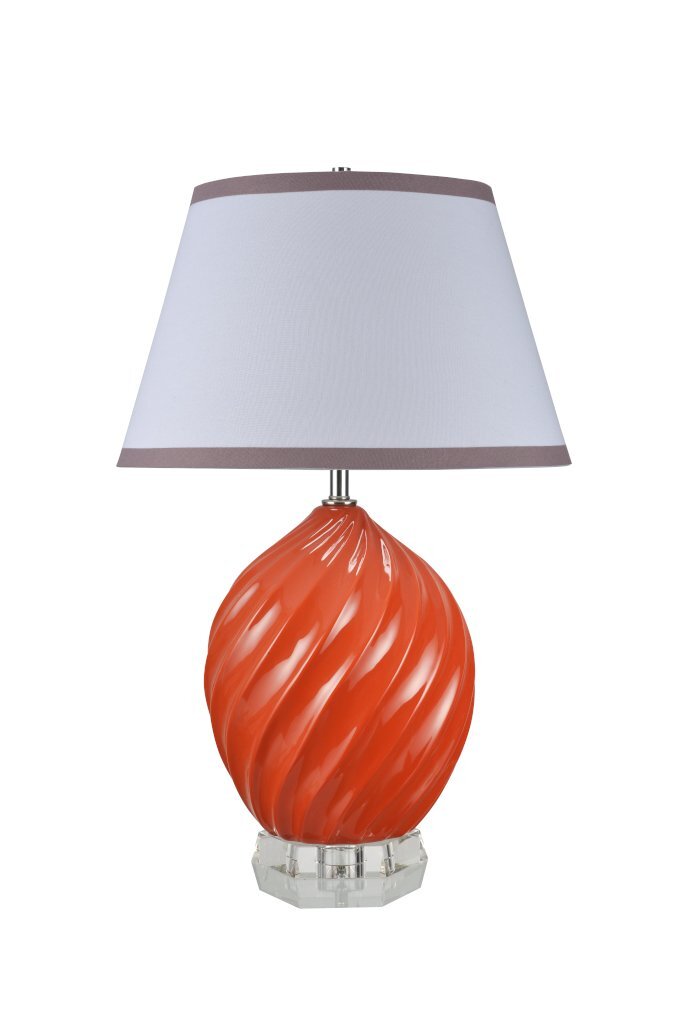 Aspen Creative 40044-1, Traditional Ceramic Table Lamp, Tangerine with Crysta...
