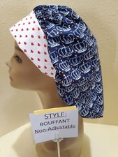 Royal Crowns Women's Bouffant Surgical Scrub Hat/Cap Handmade