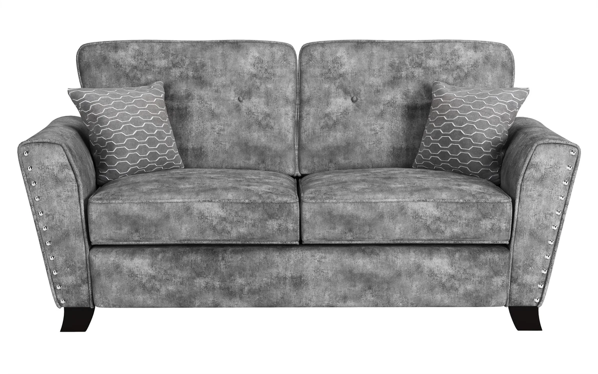 ScS Eliza Mineral Charcoal Fabric Mahogany Effect 2 Seater Sofa