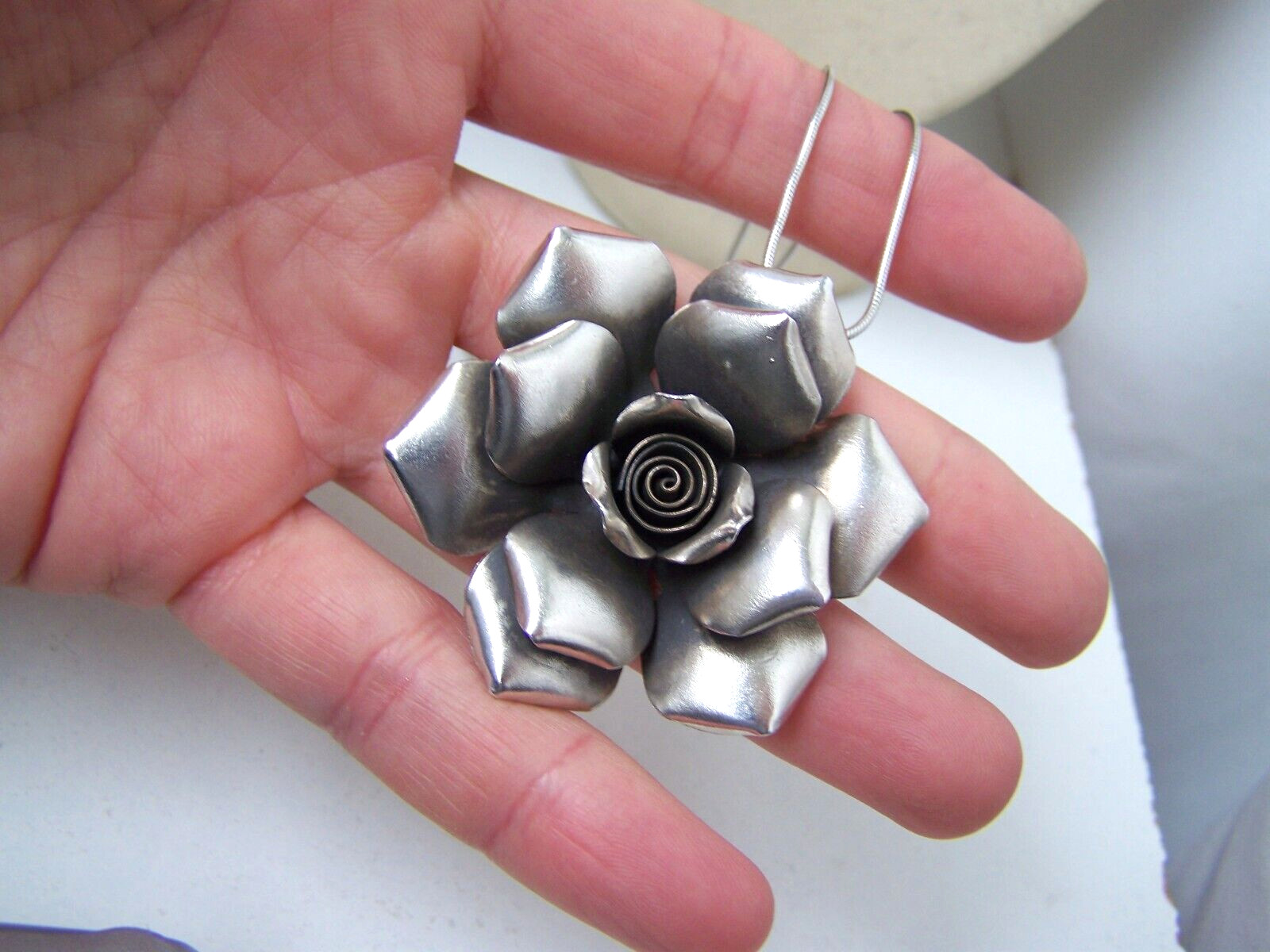 SUPERB SOLID STERLING SILVER LARGE BIG MODERNIST … - image 3