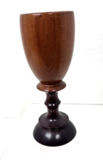 Hand Turned Wood Vessel Cup Chalice w Pedestal Stem