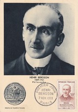 Carte postale postcard 1er jour timbre 1959 HENRI BERGSON PHILOSOPHE