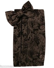 NEW Men's Cardi Chocolate Brown Paisley Tuxedo Cummerbund Bow tie Hankie.TUXXMAN