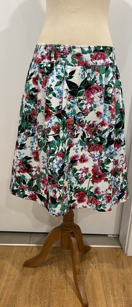 Womens Jacqui e size 16 fit and flare white skirt floral pink green blue lined