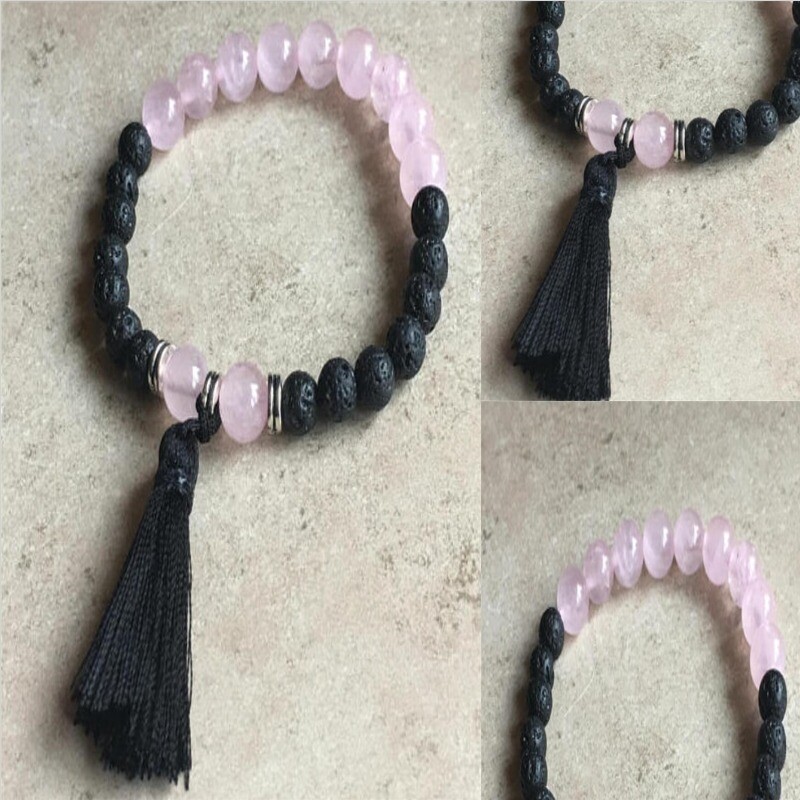 8mm Pink Crystal Obsidian Bracelet Zen Unisex Bangle Unique Party Men