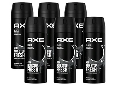 6 x AXE Black Deo Spray Deodorant Bodyspray (6x150ml)