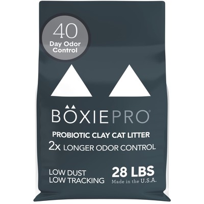 Boxie  Probiotic 40 Day Natural Odor Control Cat Litter 28lb Clumping Clay Ki...