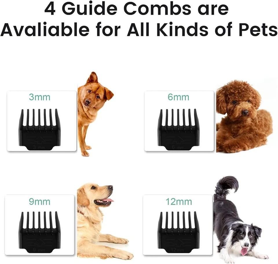 ELECTRIC PET DOG&CATS GROOMING CLIPPERS LOW NOISE CORDLESS SHAVER TRIMMER KIT - Image 4 of 4