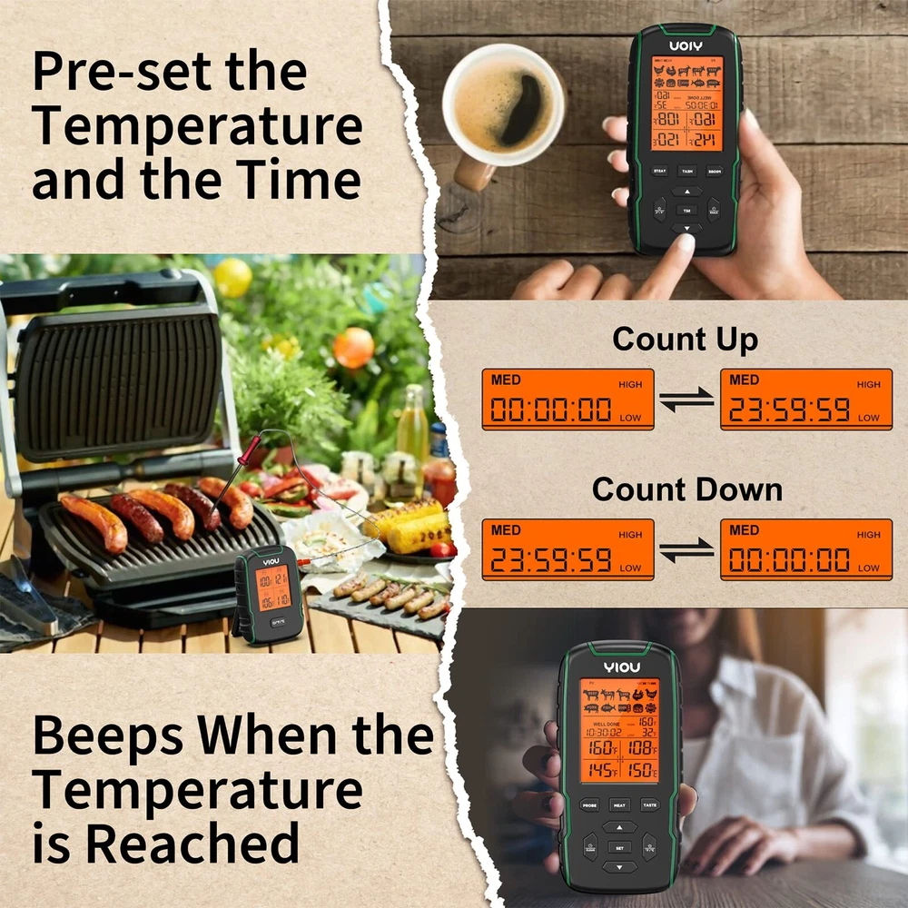 Wireless Meat Thermometer for Cooking, Digital Meat Thermometer with 4 Probes... Wireless Meat Thermometer for Cooking, Digital Meat Thermometer with 4 Probes...