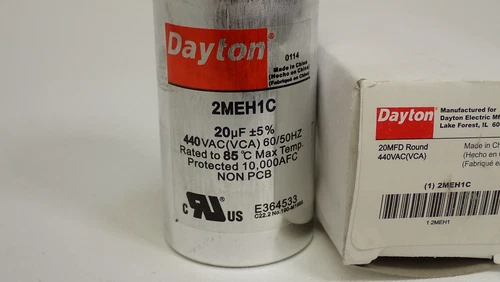 Dayton Motor Run Capacitor 20UF 440V 50/60Hz 2MEH1C