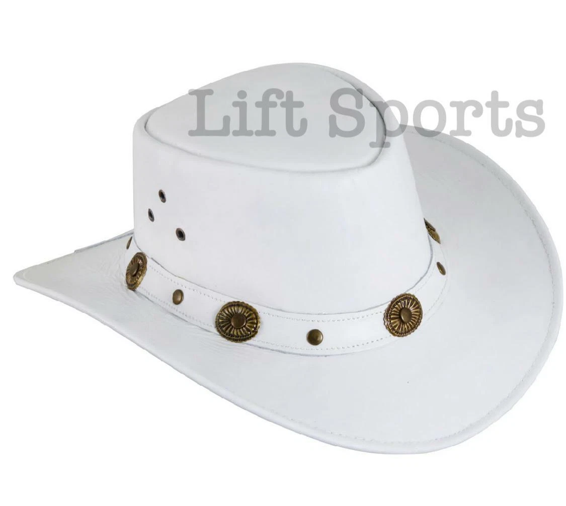 New Men's White Stylish Cowboy Hat Western Original Genuine Cow Hide Leather