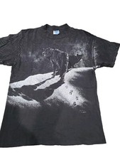 Vintage All Over Print Wolf Shirt Large Made In USA Hanes Tag