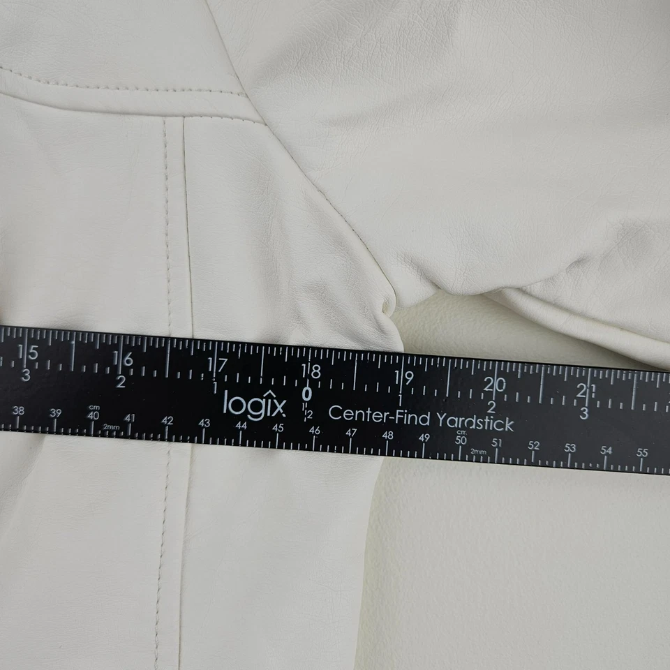 Chaqueta de cuero sintético blanca para mujer recorte M vaquera costera occidental DENNIS BASSO Foto 4 de 4