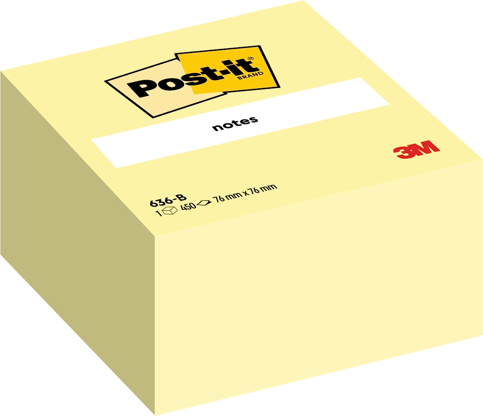 Post-it Notes Canary Yellow Cube 450 Sheets 76mm x 7mm Sticky Notes Pad-image