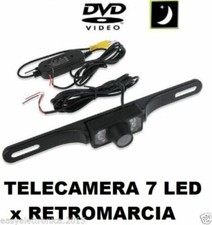 TELECAMERA 7 LED POSTERIORE WIRELESS PER TARGA RETROMARCIA INFRAROSSI IP67
