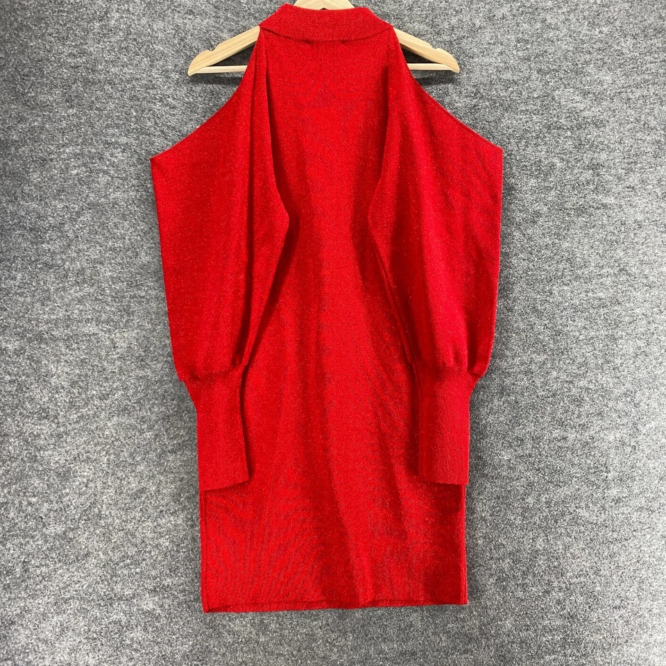 New INC International Concepts Dress Women M Medium Red Shift Short Crew Neck - Image 2 of 4