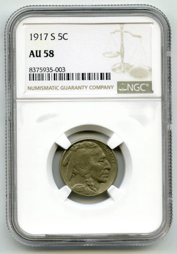 1917-S Buffalo Nickel NGC AU 58 Certified - San Francisco Mint - L711
