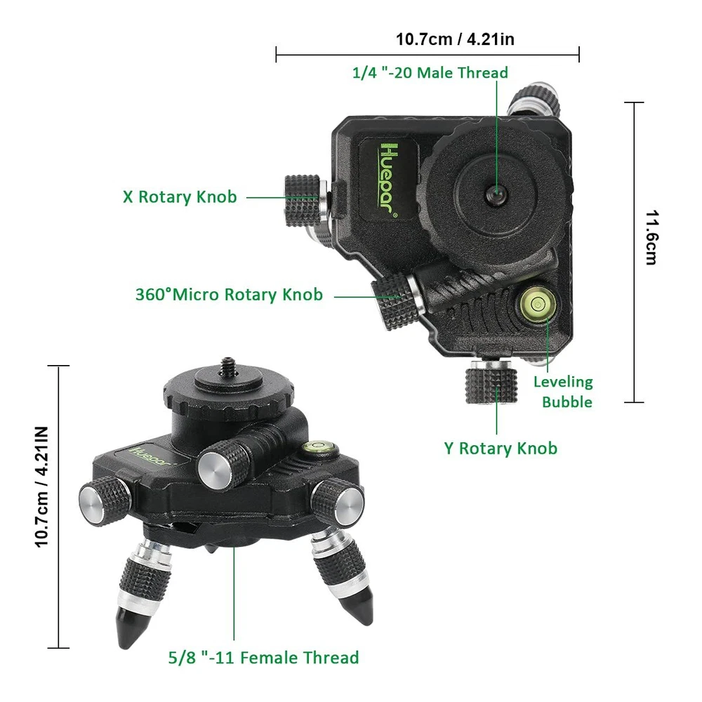 Laser Level Adapter, Metal 360-Degree Rotating Base for Laser Level Tripod Co...