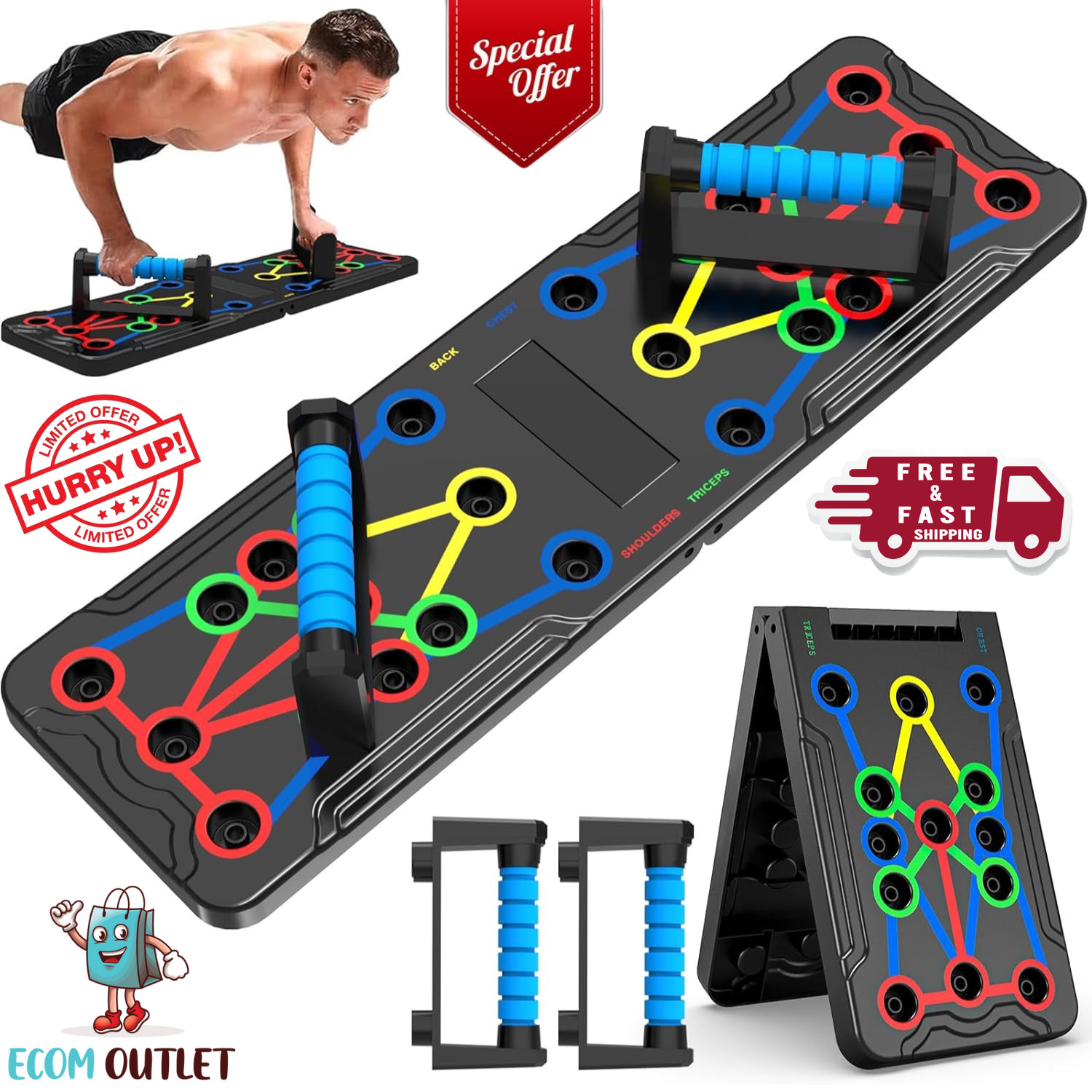 Tabla de flexiones, barra de flexiones plegable multifunción portátil 15 en 1 US